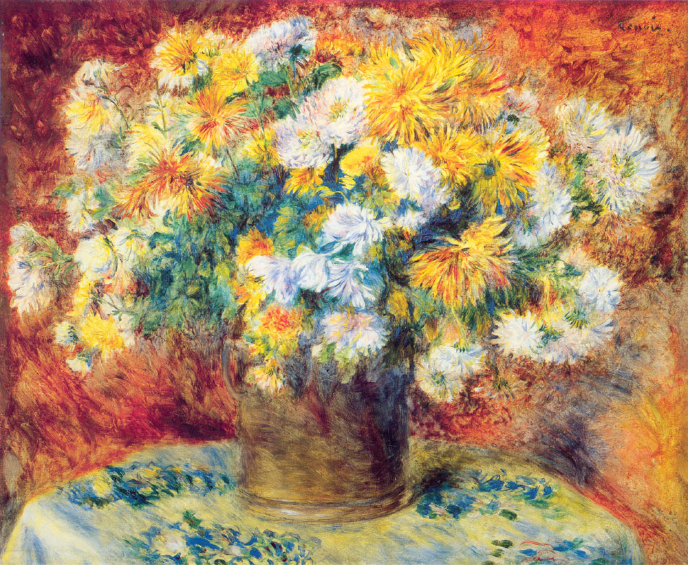 Chrysan the mums by Renoir - Pierre-Auguste Renoir painting on canvas